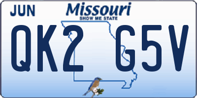 MO license plate QK2G5V