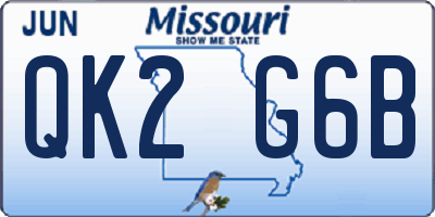 MO license plate QK2G6B