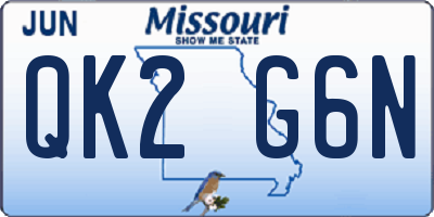 MO license plate QK2G6N