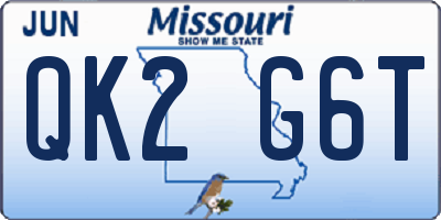 MO license plate QK2G6T