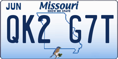 MO license plate QK2G7T