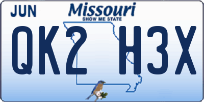 MO license plate QK2H3X