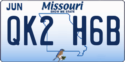 MO license plate QK2H6B