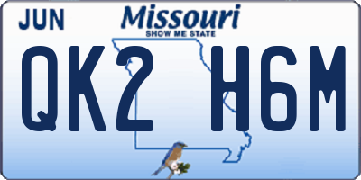 MO license plate QK2H6M