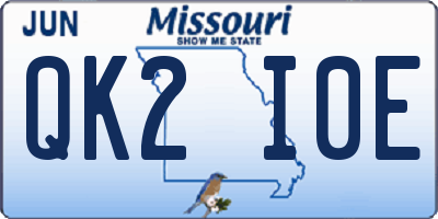 MO license plate QK2I0E