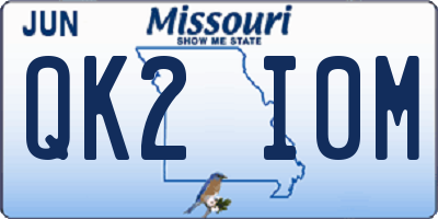 MO license plate QK2I0M