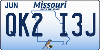 MO license plate QK2I3J
