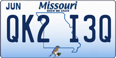 MO license plate QK2I3Q