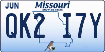 MO license plate QK2I7Y