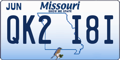 MO license plate QK2I8I