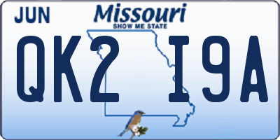 MO license plate QK2I9A