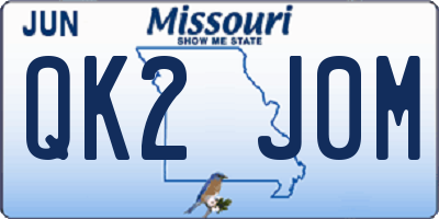 MO license plate QK2J0M