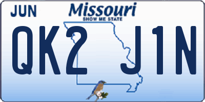 MO license plate QK2J1N