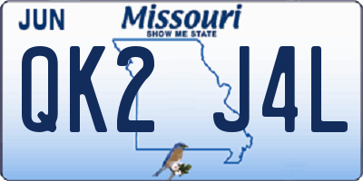 MO license plate QK2J4L