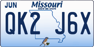 MO license plate QK2J6X