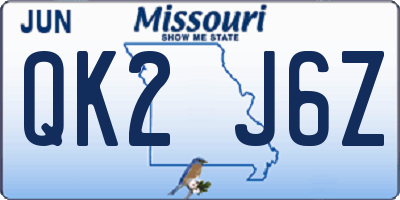 MO license plate QK2J6Z
