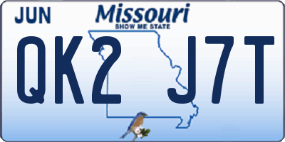 MO license plate QK2J7T