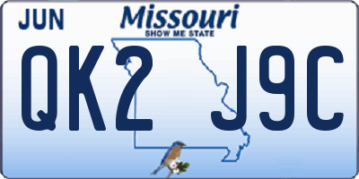 MO license plate QK2J9C