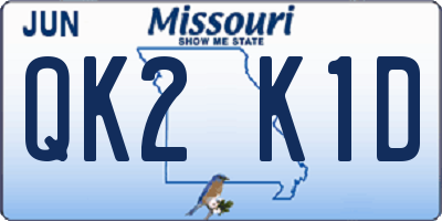 MO license plate QK2K1D