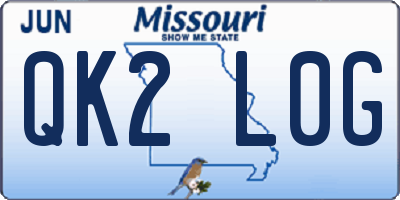 MO license plate QK2L0G
