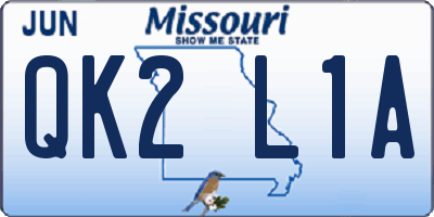 MO license plate QK2L1A