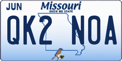 MO license plate QK2N0A