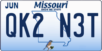 MO license plate QK2N3T