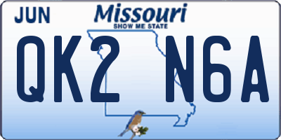MO license plate QK2N6A
