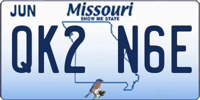 MO license plate QK2N6E