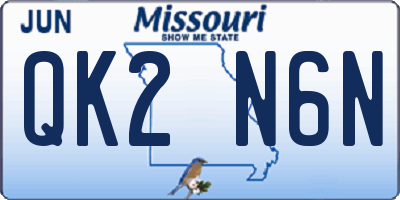 MO license plate QK2N6N