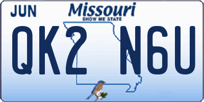 MO license plate QK2N6U