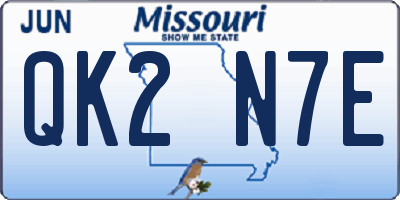 MO license plate QK2N7E
