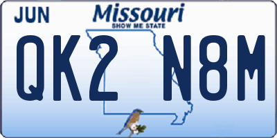MO license plate QK2N8M