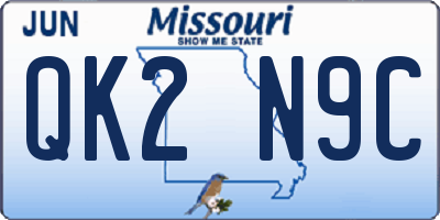 MO license plate QK2N9C