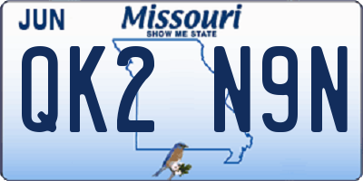 MO license plate QK2N9N
