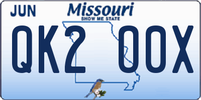 MO license plate QK2O0X