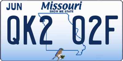 MO license plate QK2O2F