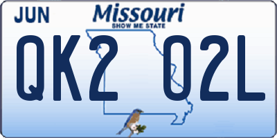 MO license plate QK2O2L