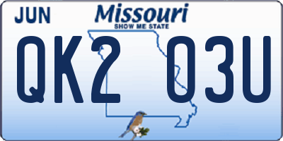 MO license plate QK2O3U