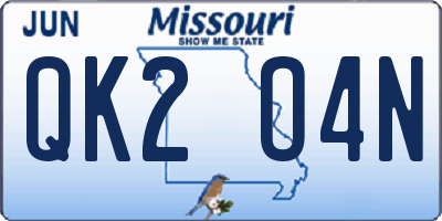 MO license plate QK2O4N