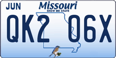 MO license plate QK2O6X