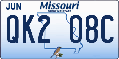 MO license plate QK2O8C