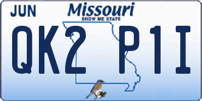 MO license plate QK2P1I