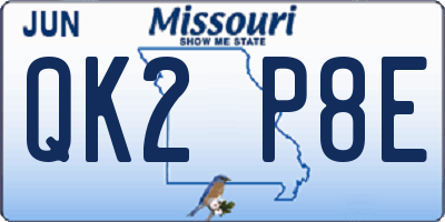 MO license plate QK2P8E