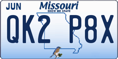 MO license plate QK2P8X