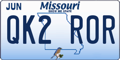 MO license plate QK2R0R