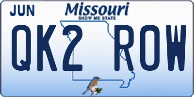 MO license plate QK2R0W