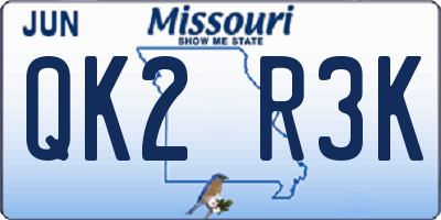 MO license plate QK2R3K