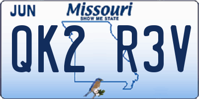MO license plate QK2R3V