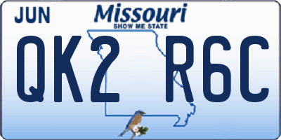 MO license plate QK2R6C